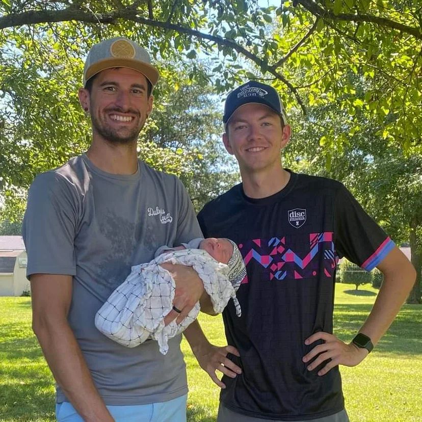 Aaron Altstadt and Casey White with baby Crue at Altstadt Acres